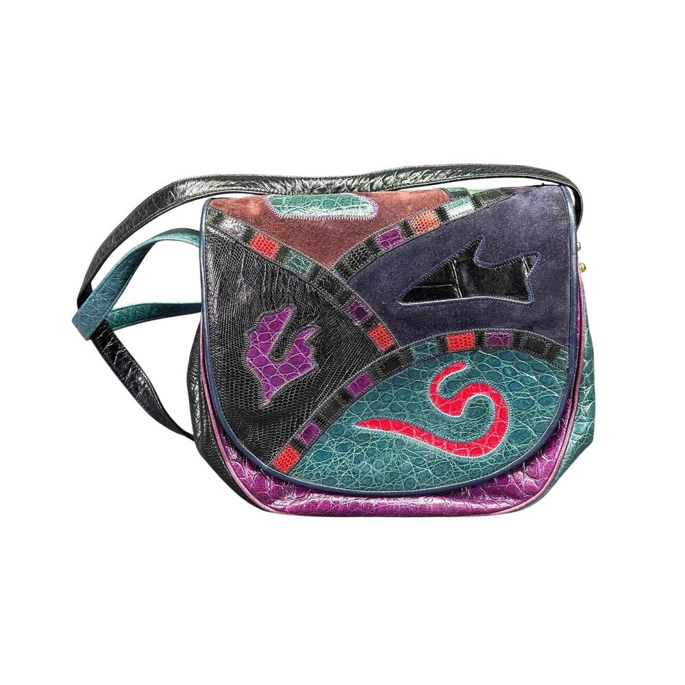 Vintage. Sharif, Patchwork, Leather, Crossbody Bag